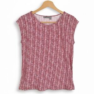 Tex by Max Azria Cotton Cap Sleeve Tee Red Patterned Women's Top